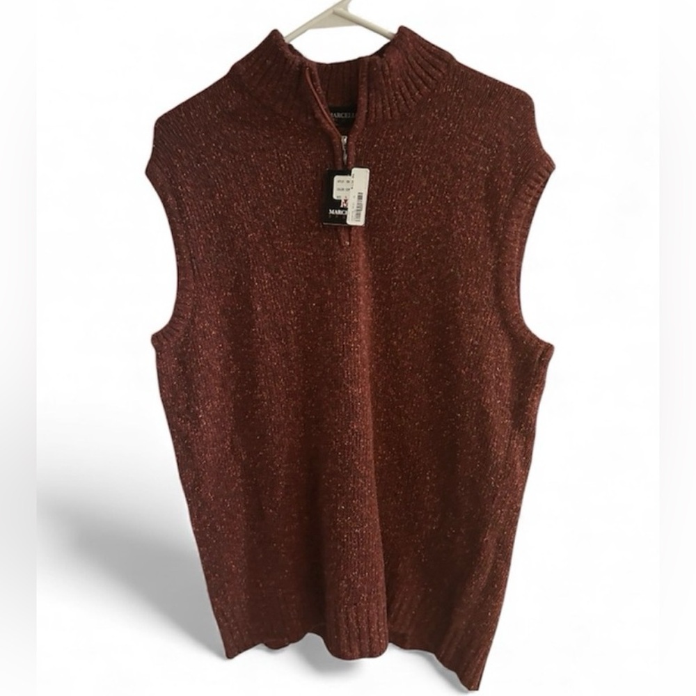 Marcello Sport Men's Maroon 1/4 Zip Pullover Sweater vest XL